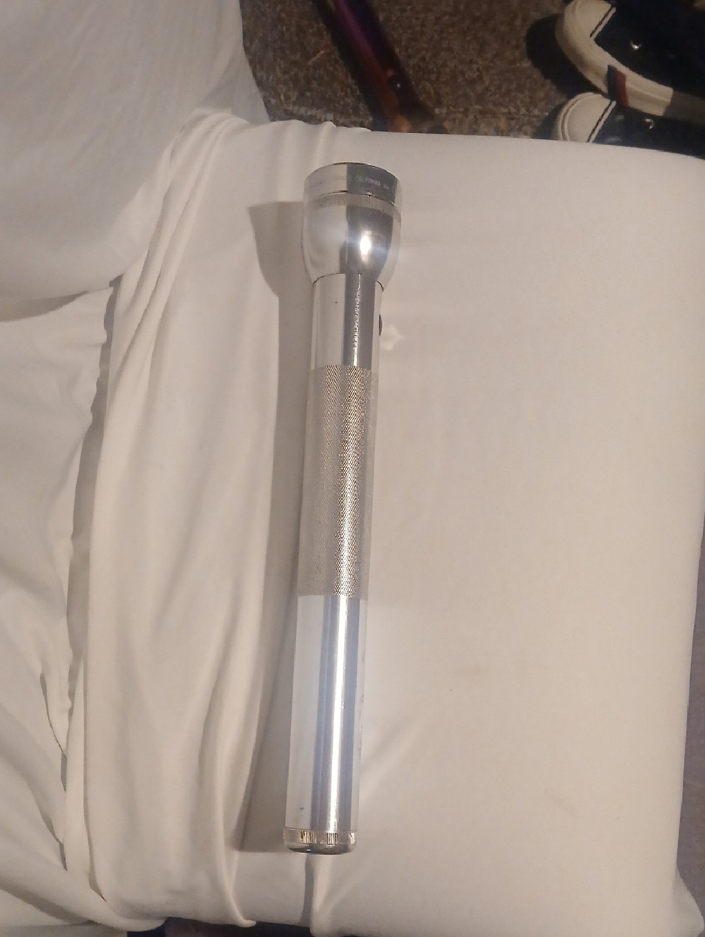 Silver Metal Flashlight - Sleek Silver Home Accent